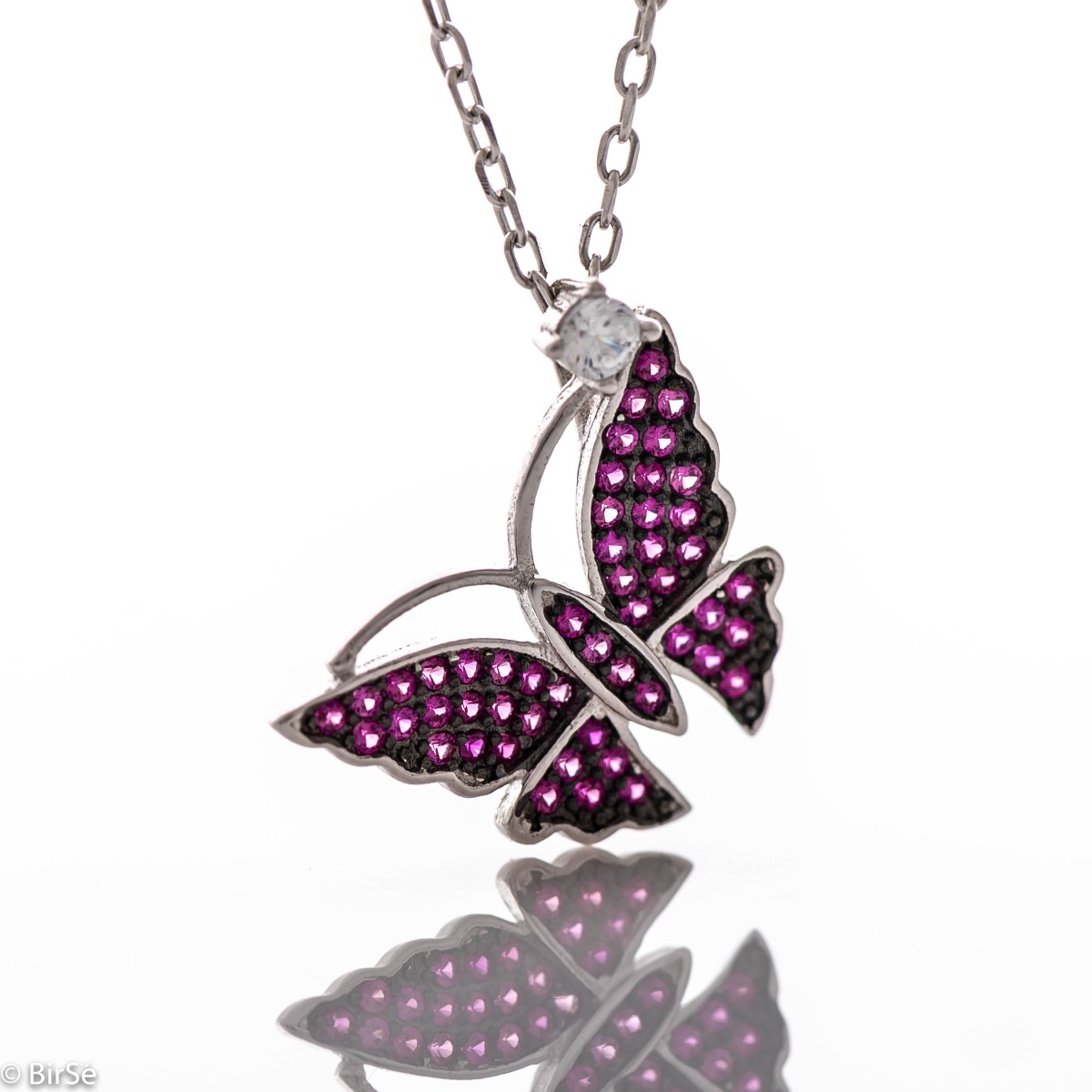 Spectacular Butterfly Necklace with Pink Zircons