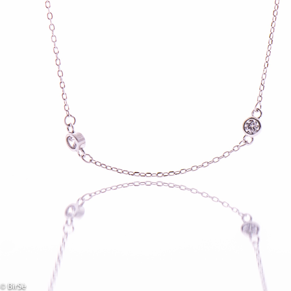 Delicate Silver Necklace with Sparkling Zircons