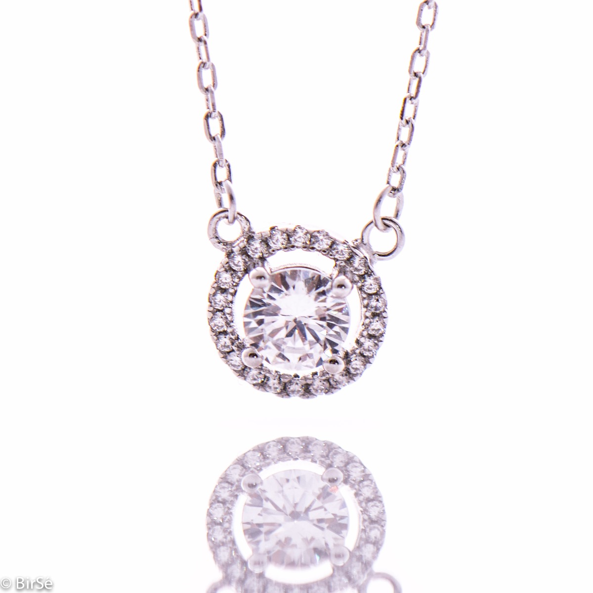 Delicate Silver Necklace with Sparkling Zircons