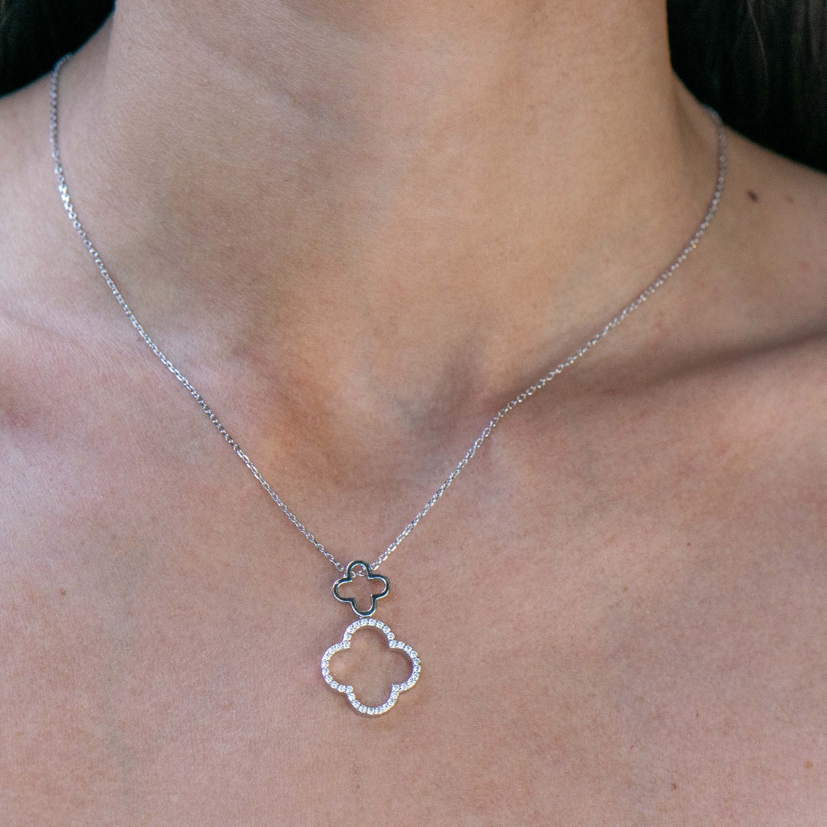 Silver necklace - Clover 