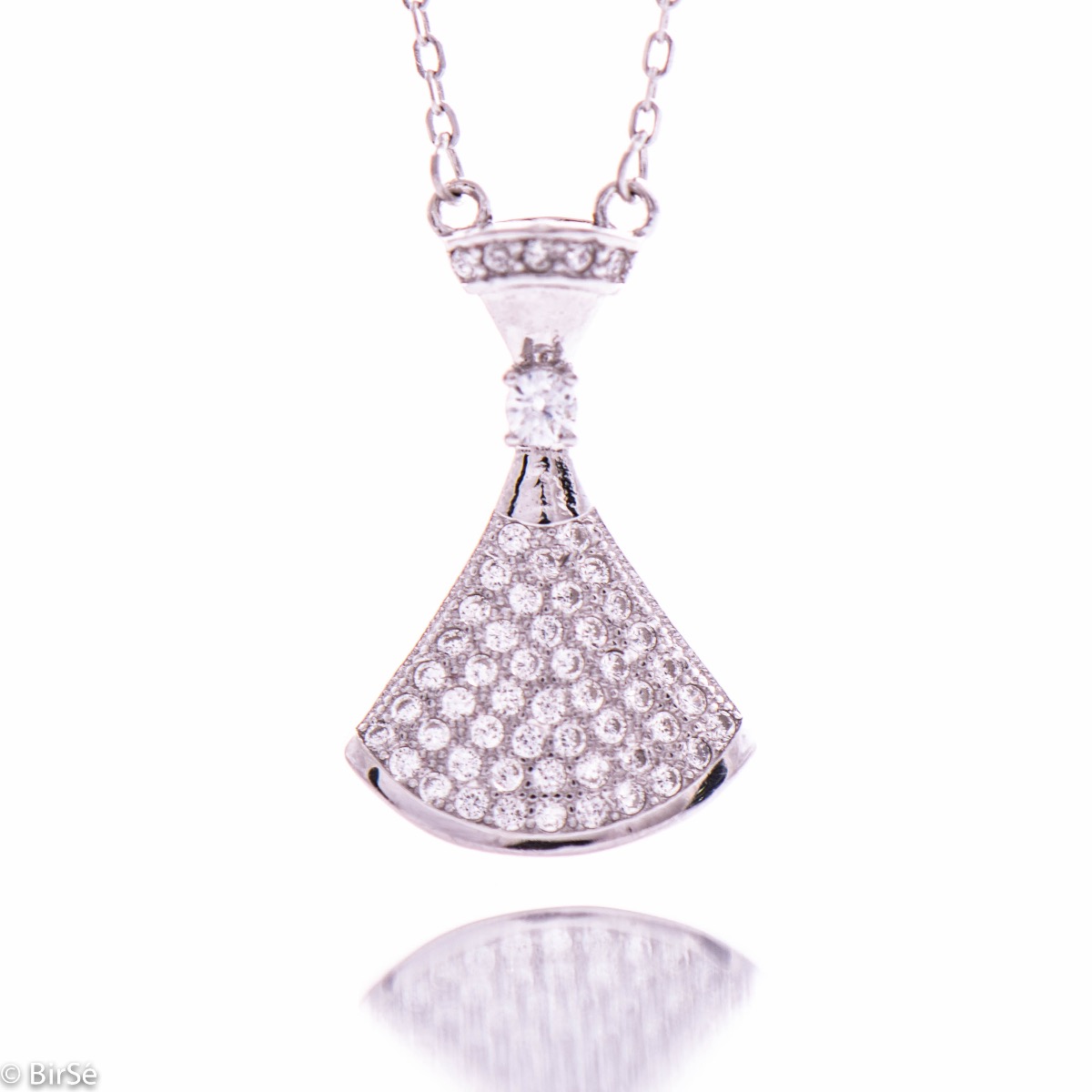 Elegant Silver Necklace with Shining Zircons