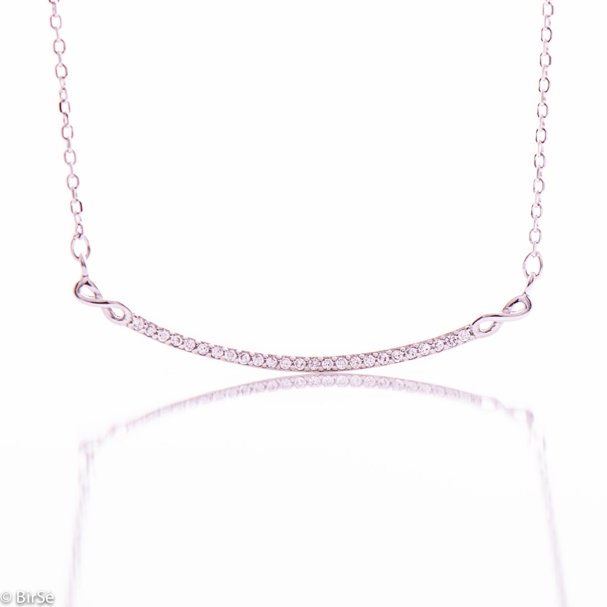 Elegant Silver Necklace with Shiny Zircons