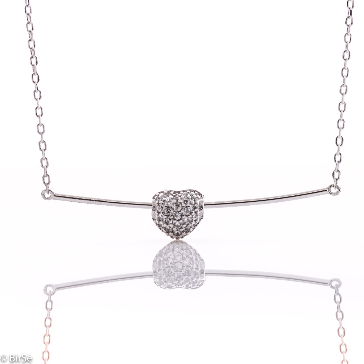 Silver Necklace with Shiny Moving Heart