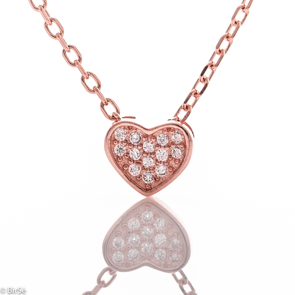 Delicate Rose Gold Silver Necklace with Small Shining Heart