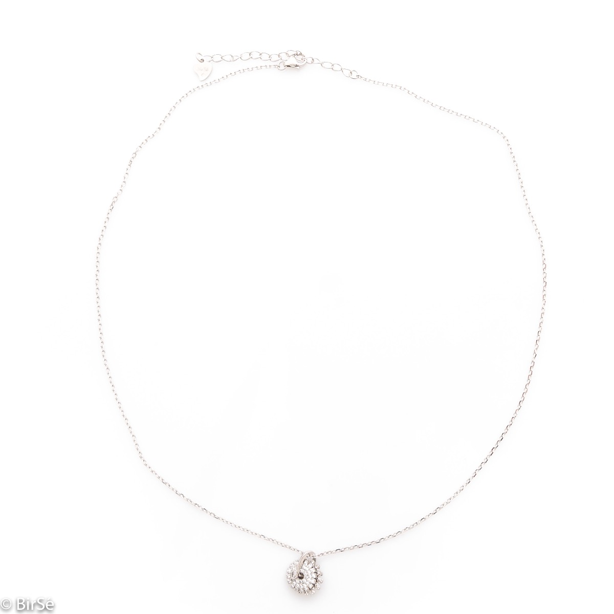 An elegant and spectacular silver necklace with delicate workmanship entirely of rhodium-plated silver and two fine elements, complemented by sparkling zircons.