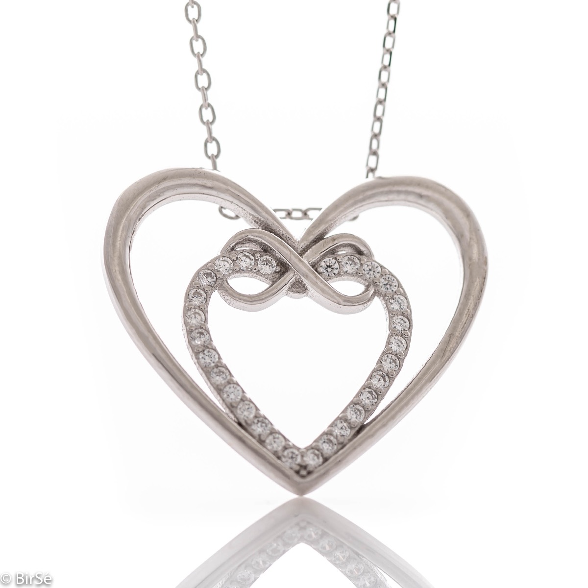 Delicate Silver Necklace with Hearts and Infinity