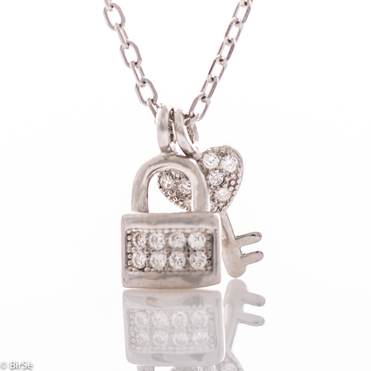 Fine Silver Necklace With Key and Padlock