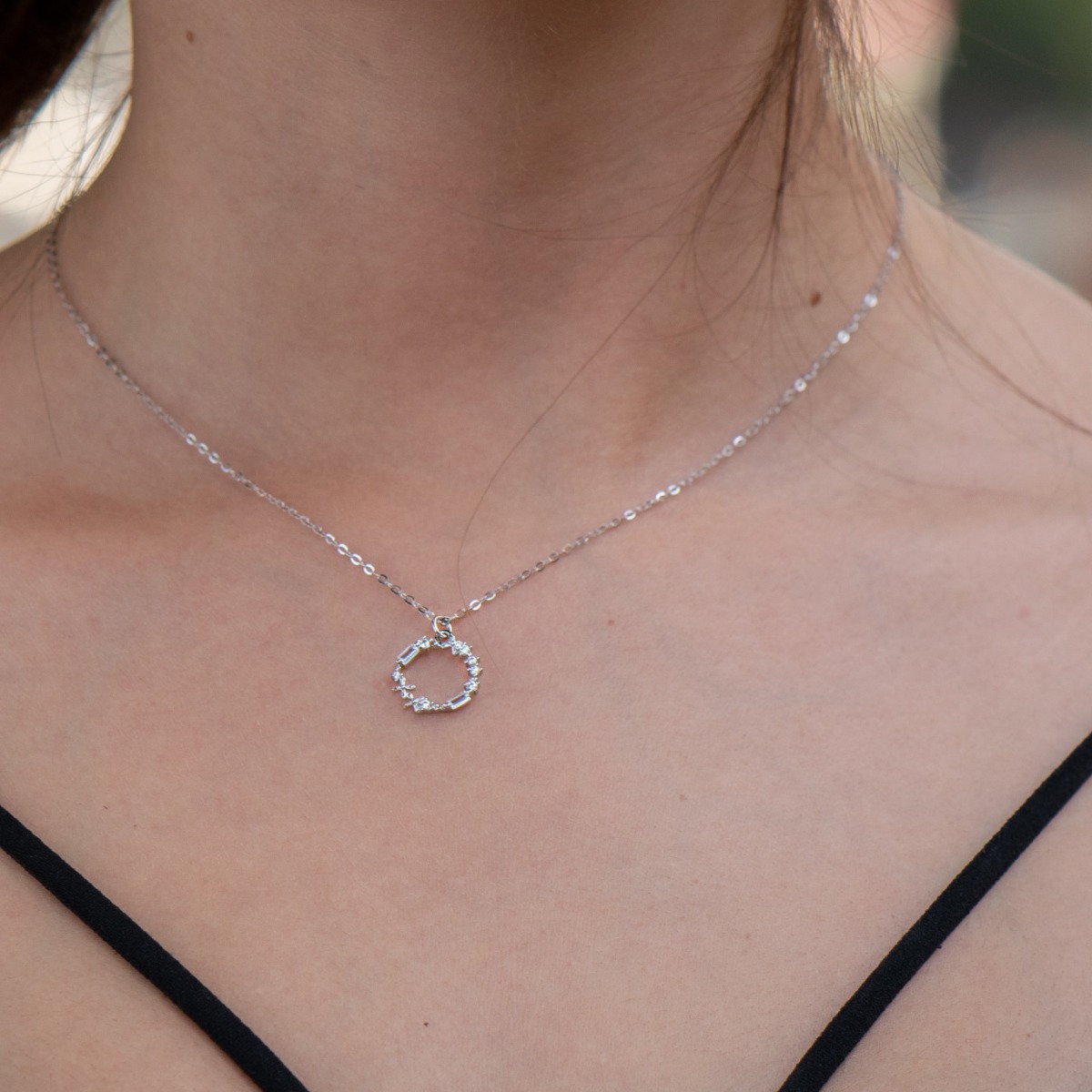 Silver Necklace with Zirconia