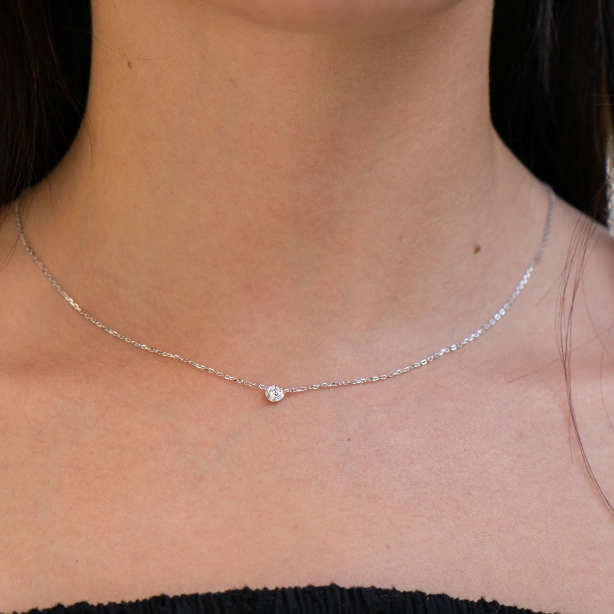 A fine women's necklace in soft sterling silver with a beautiful zircon as a centerpiece. A stylish and preferred model by every lady. The necklace has an extension of the chain, for greater convenience.