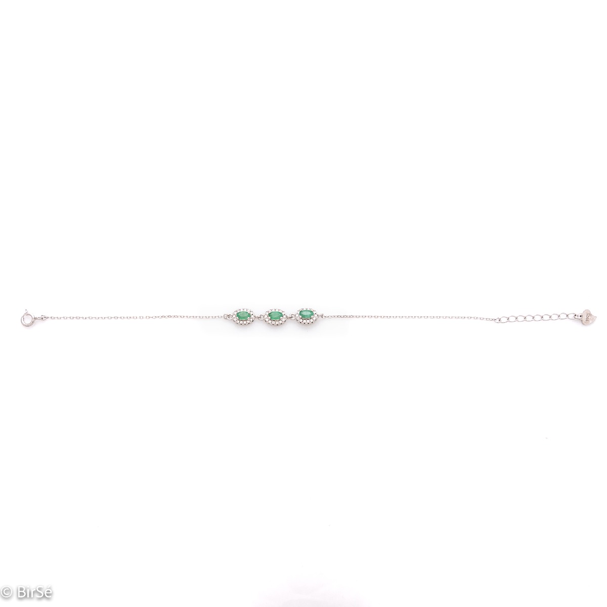 Silver Bracelet with Natural Emerald