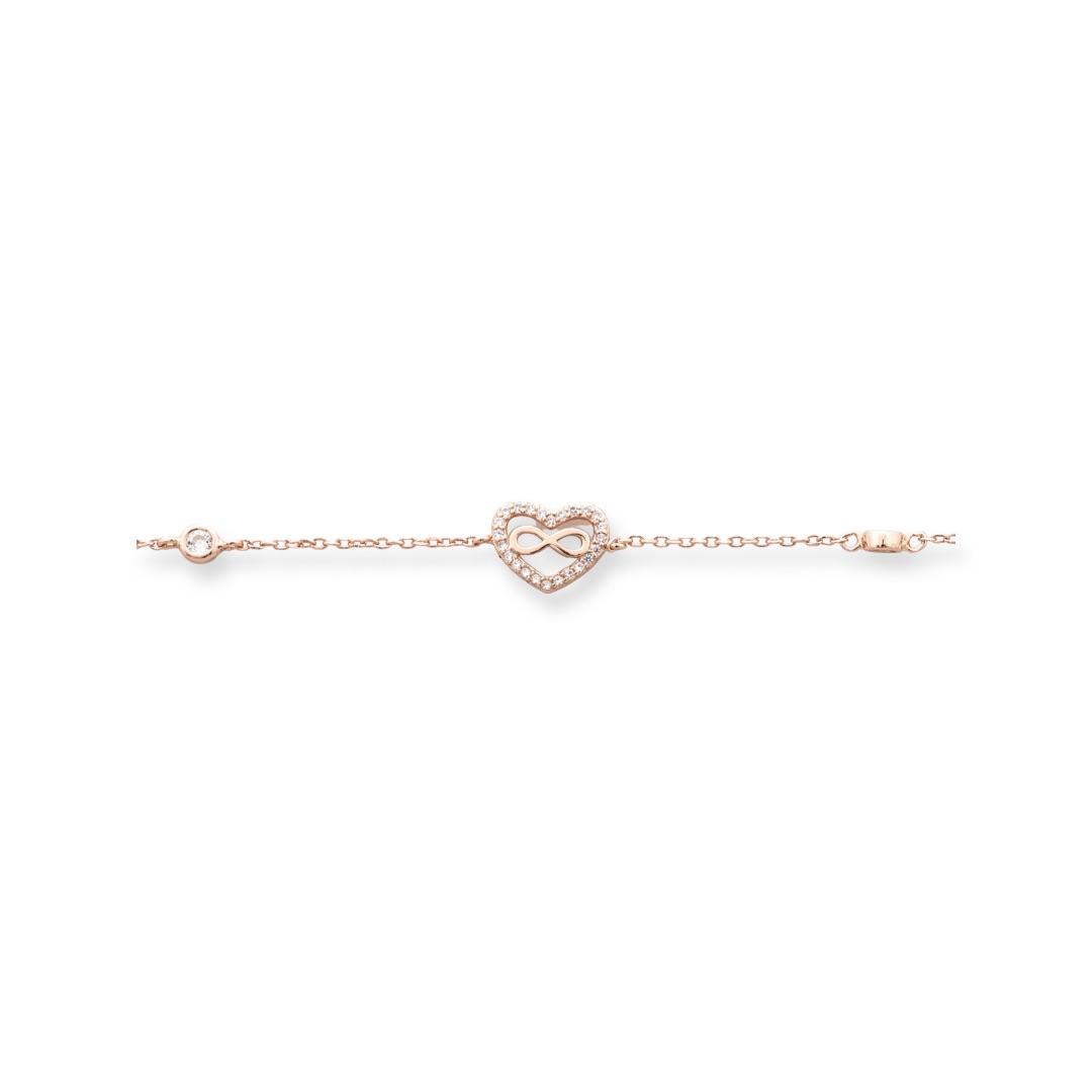 Rose Silver Bracelet with Heart and Infinity