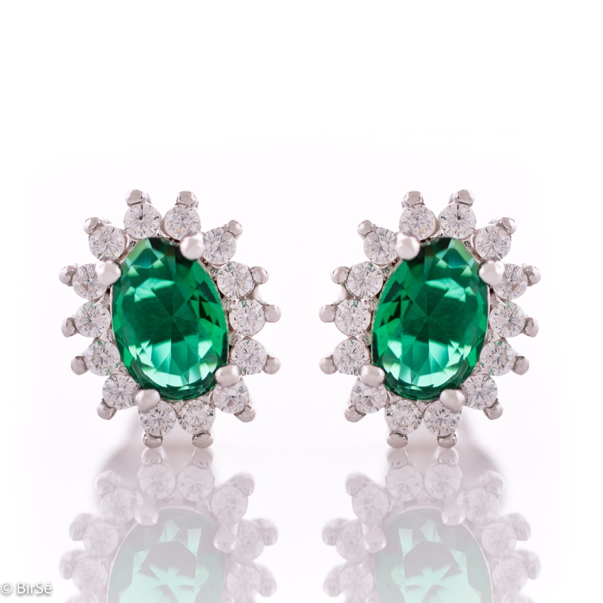 Silver Earrings with Tourmaline and Zirconia