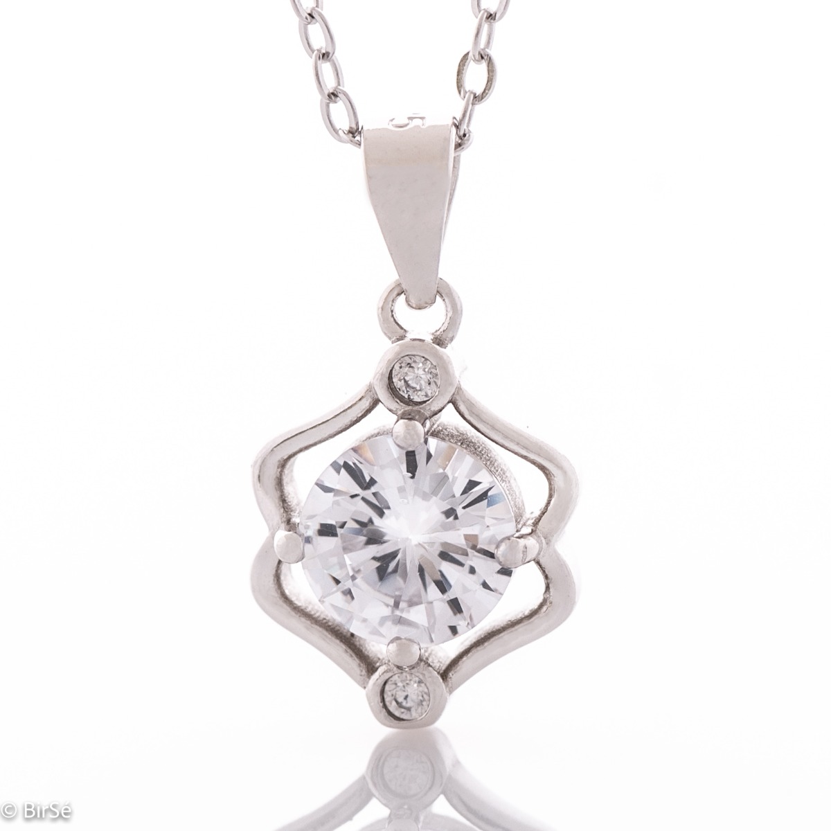 Delicate Gemini Silver Necklace with Zircon