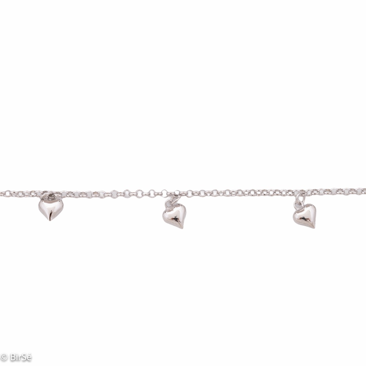 Silver Ankle Bracelet with Hearts