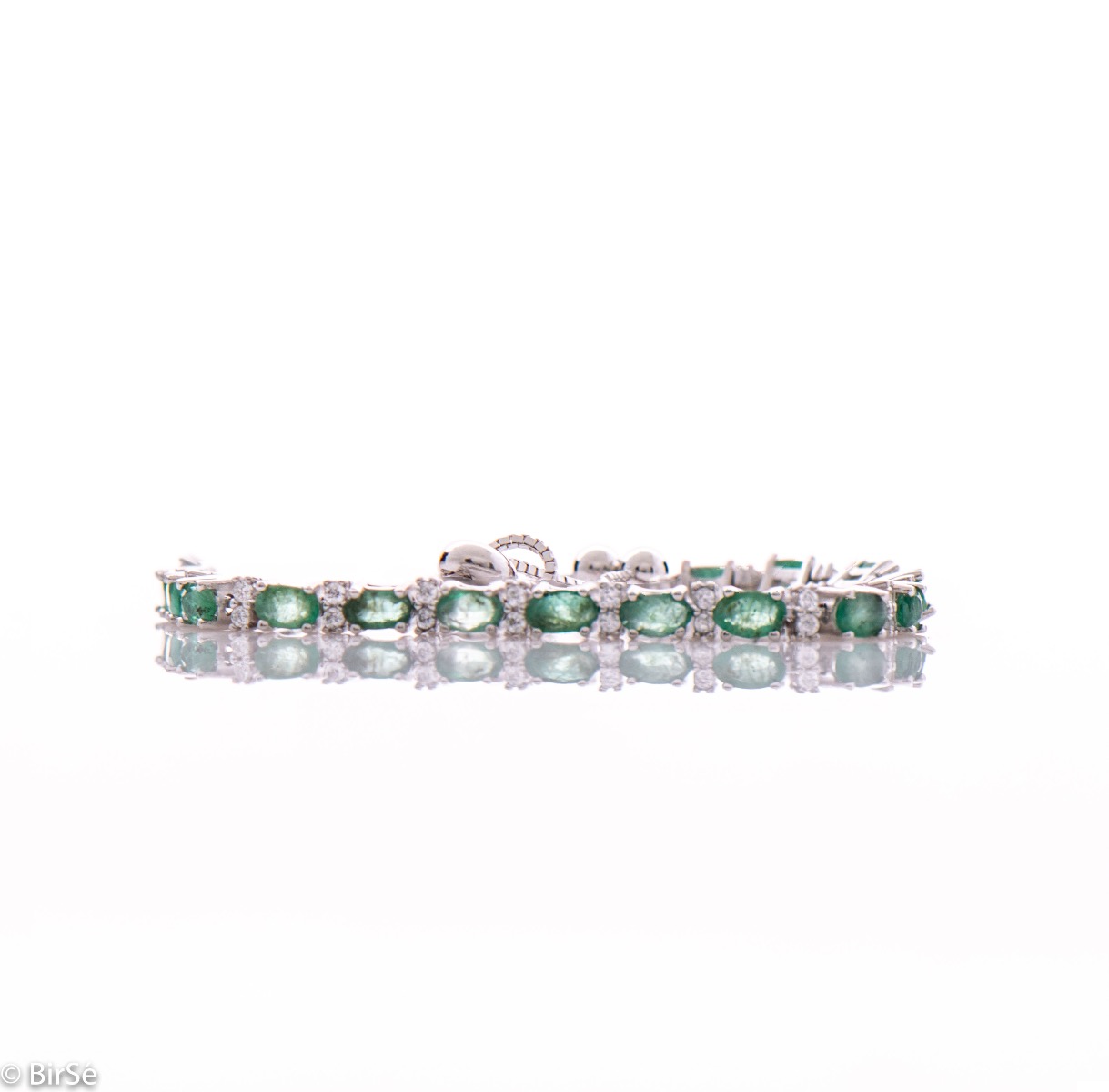 Silver Bracelet with Natural Emerald