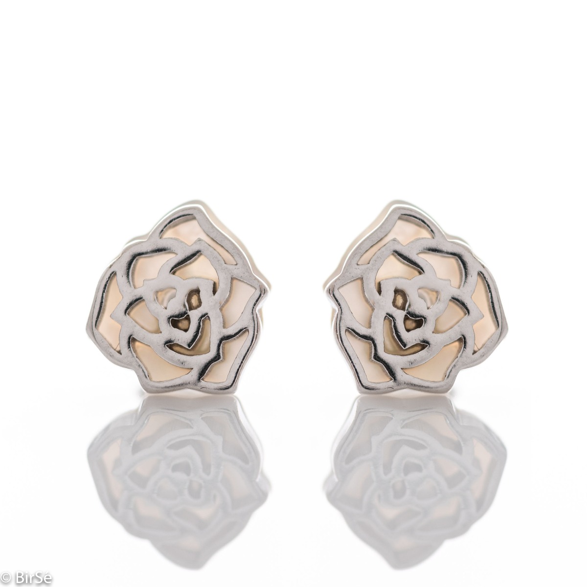 Silver earrings - Mother of pearl Rose