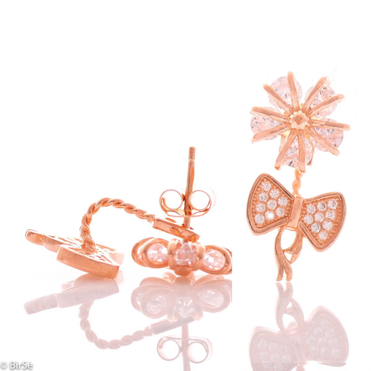 Silver Earrings - Magic Flowers in Pink