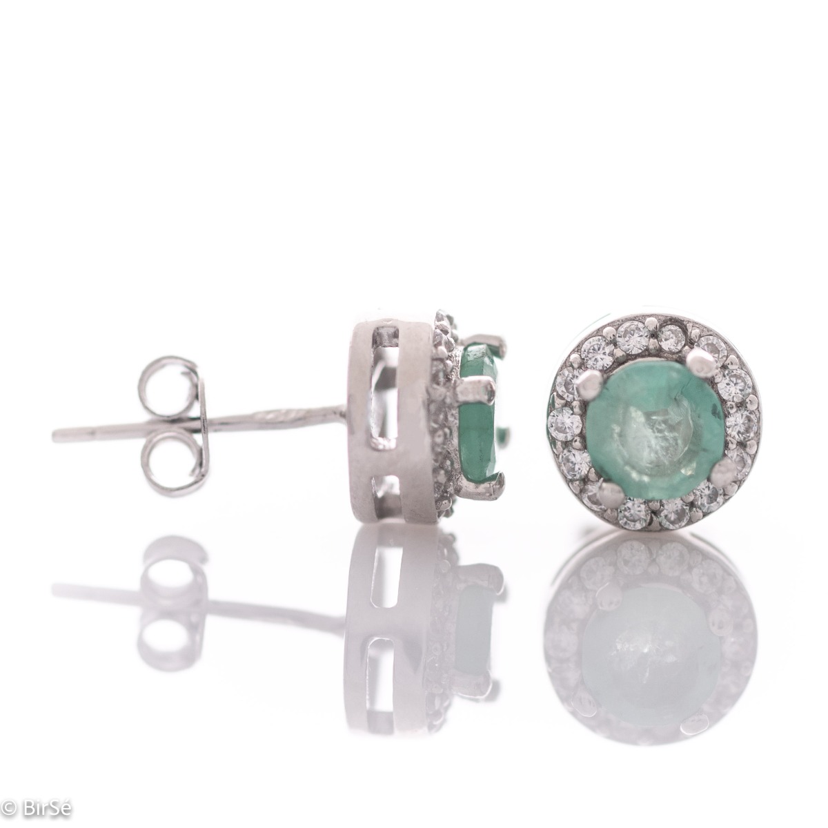 Silver earrings - Natural emerald 1,30 ct.