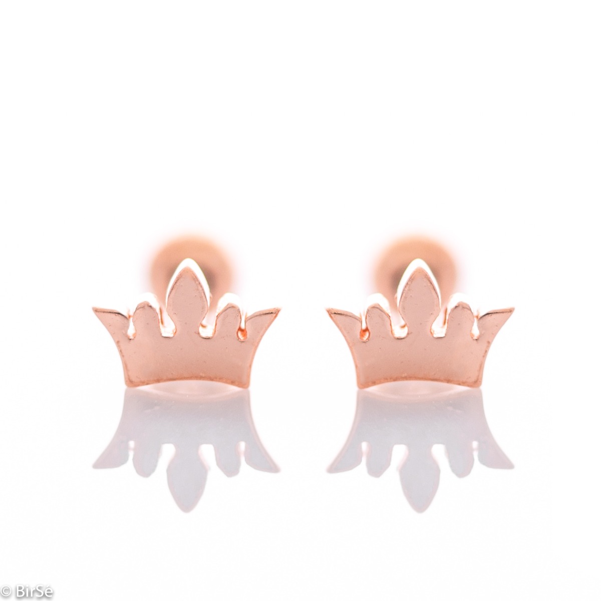 
Rose Silver Earrings with Crown Shape

