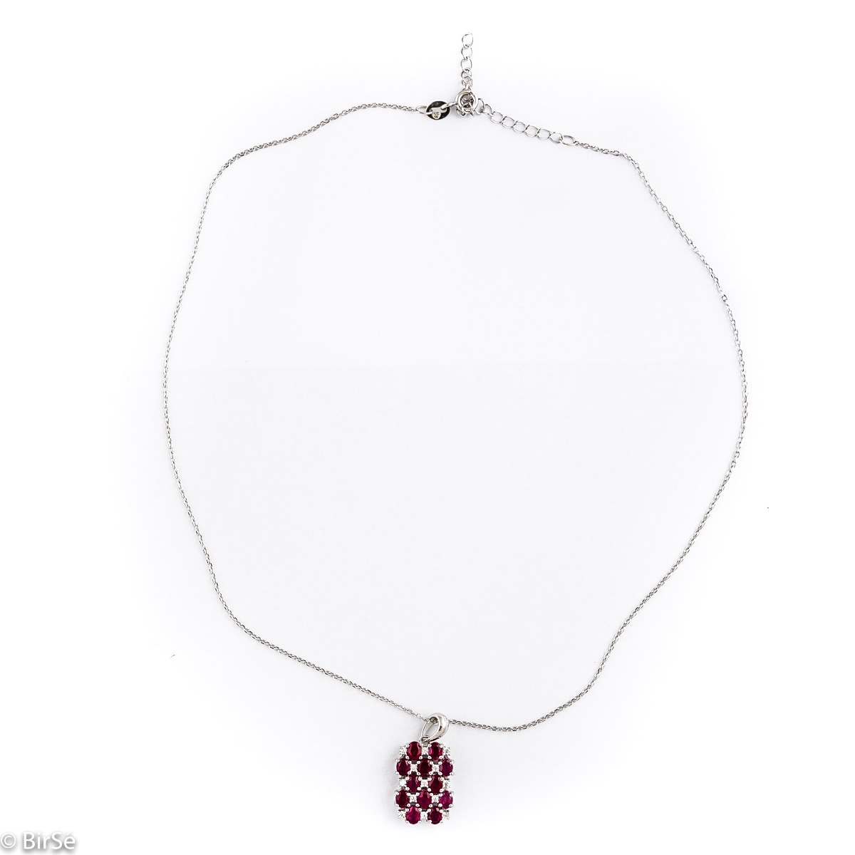 Radiant Silver Necklace with Multiple Natural Ruby and Zircons