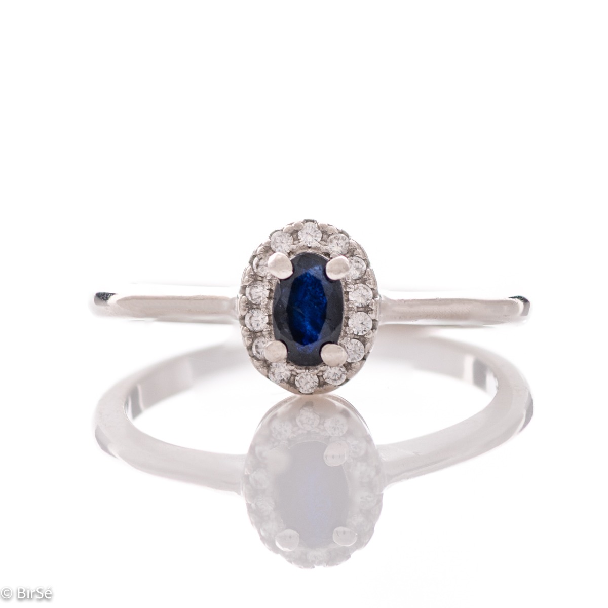 Stylish Rodiran Silver Ring with Magnetic Natural Sapphire and Zirconi