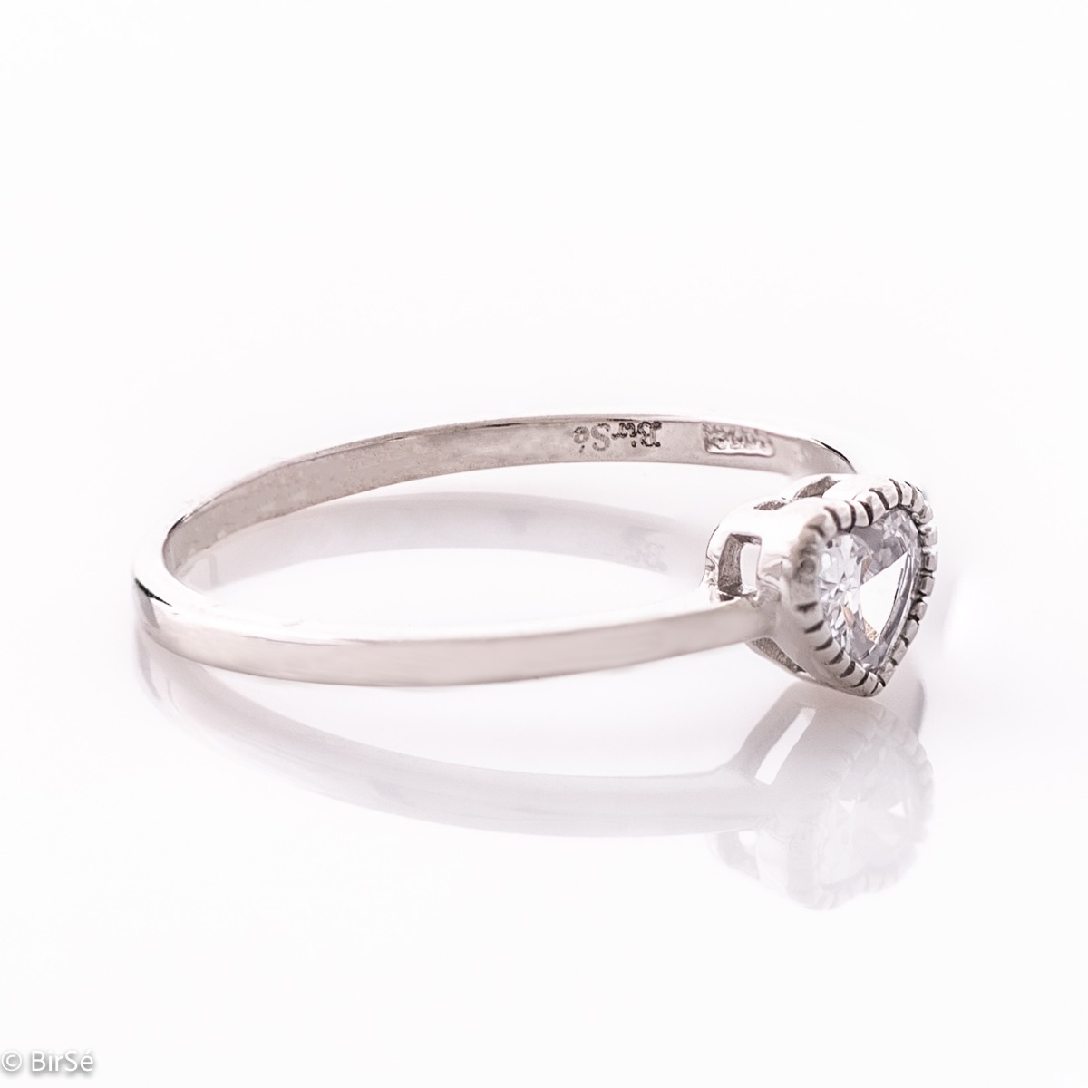 Silver Solitaire Ring with Heart