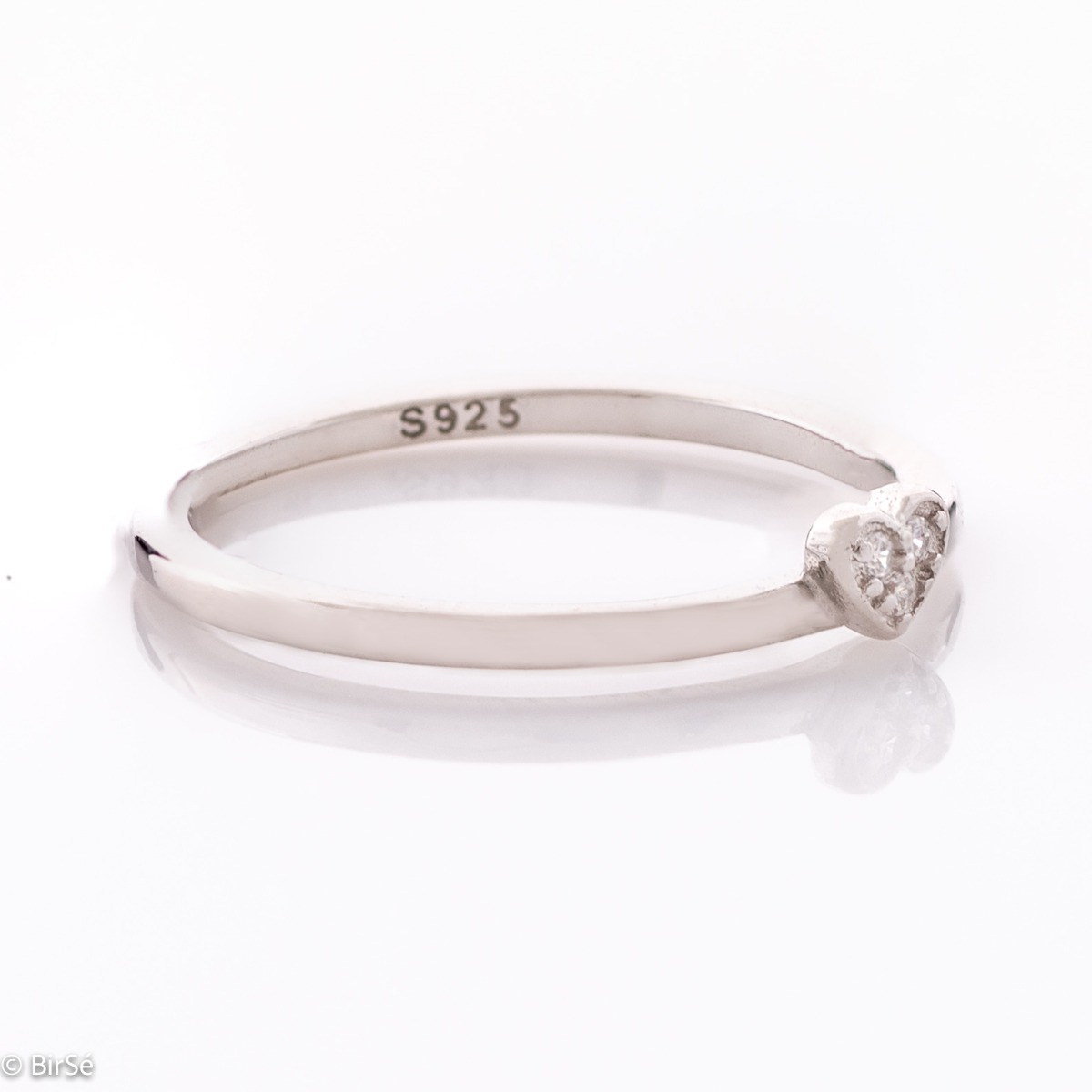 Silver Solitaire Heart Ring