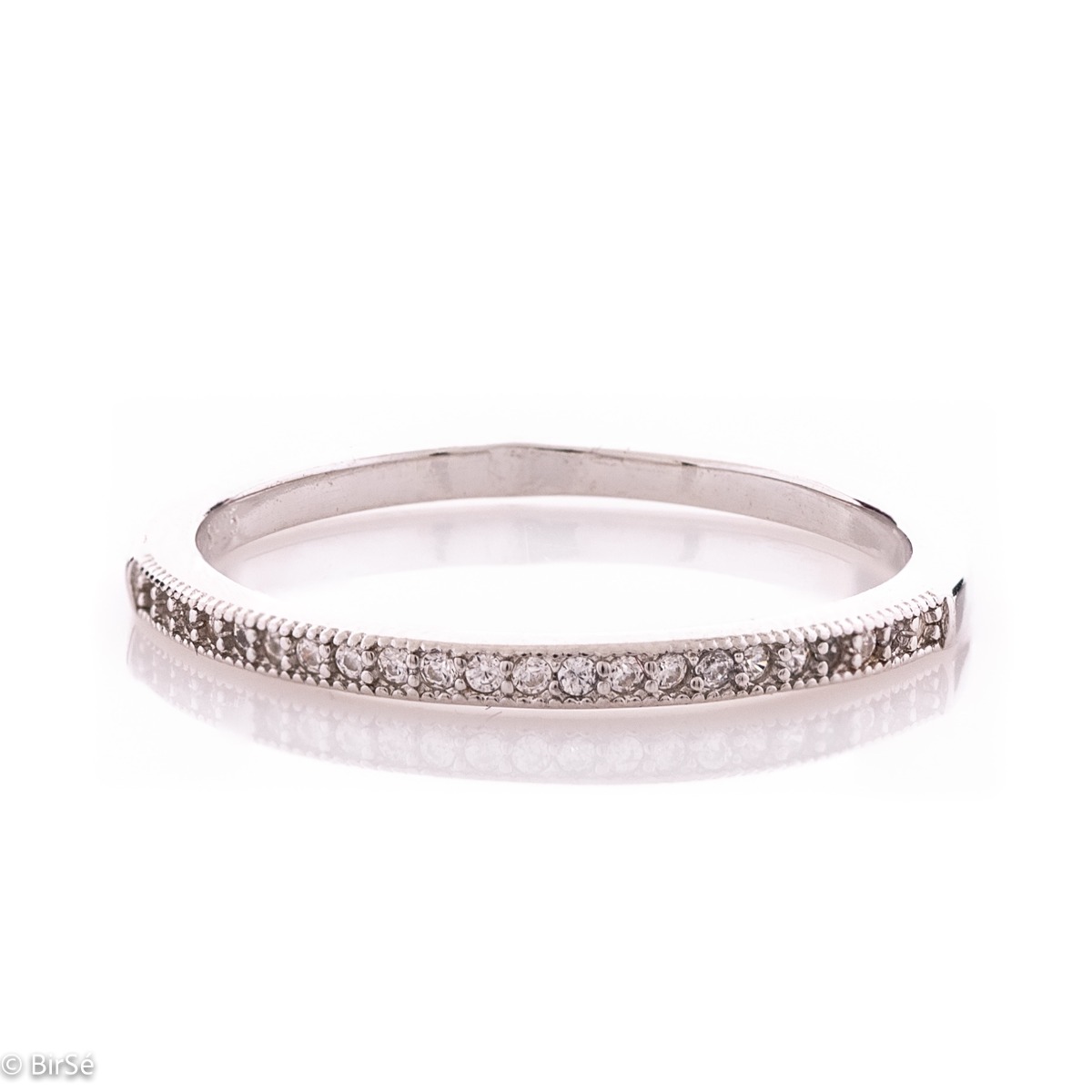 Silver Band Ring with Fine Zirconia