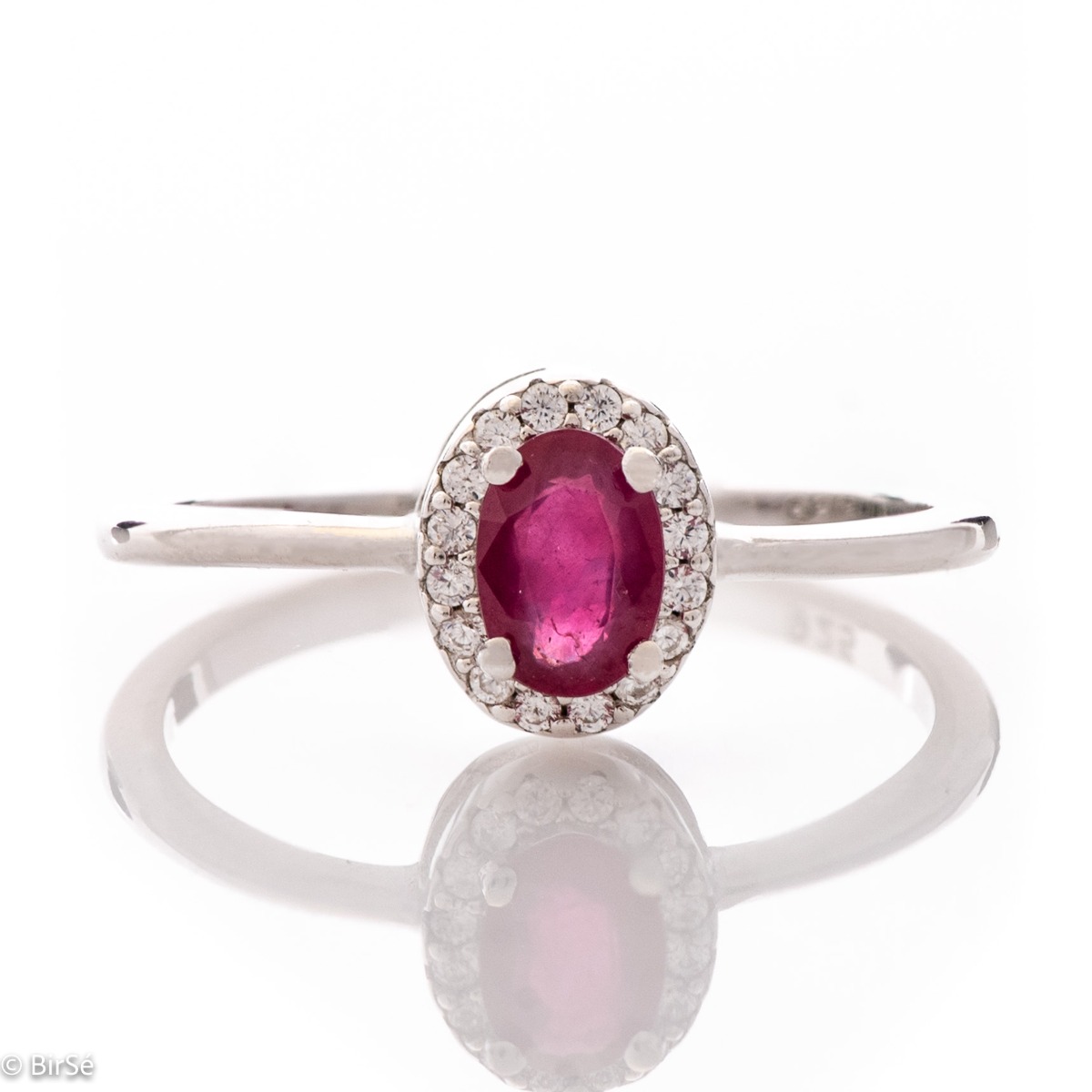 Royal Exquisite Ring with Natural Ruby Tender Silver and Zircons