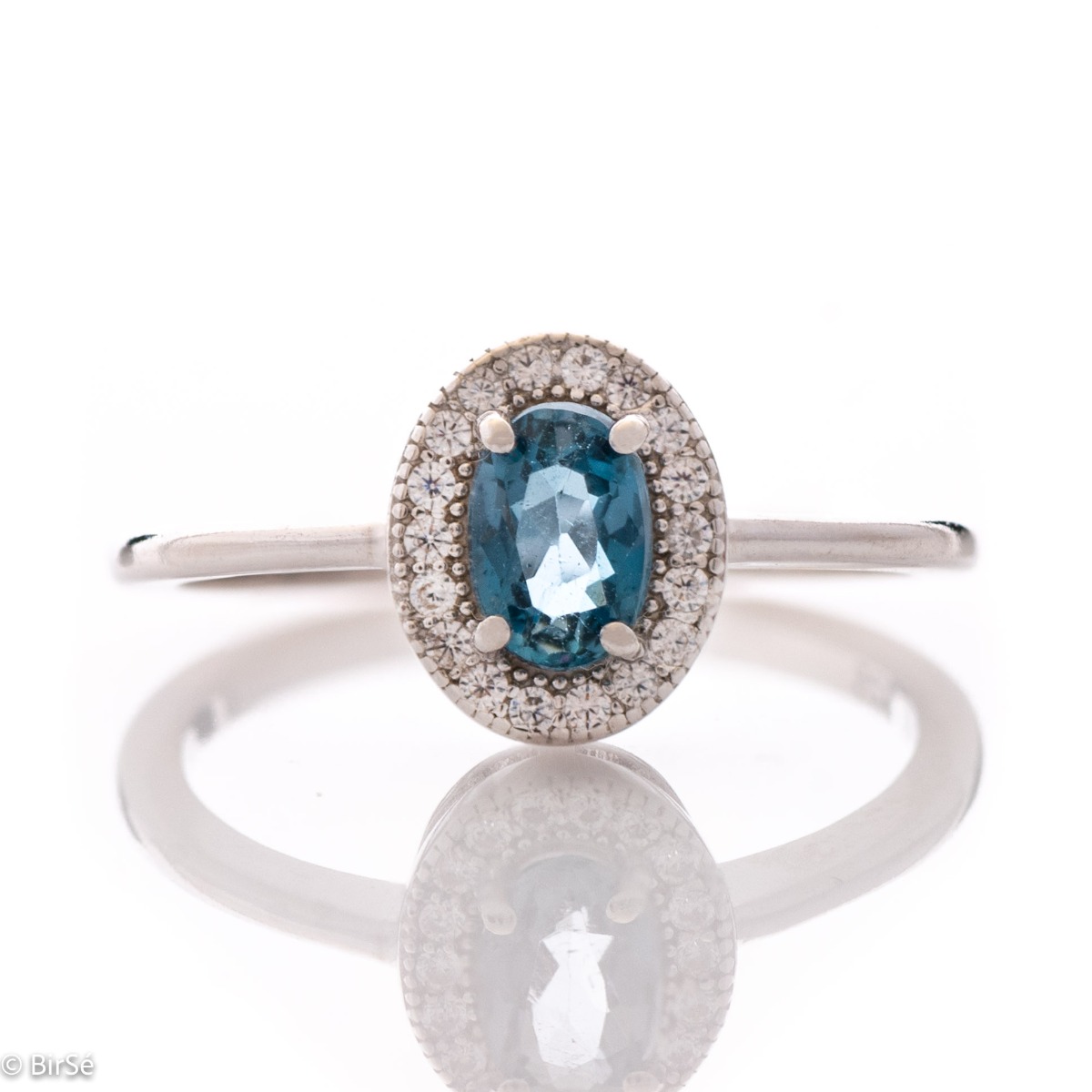 Delightful Silver Ring with Charming London Topaz and Zirconi