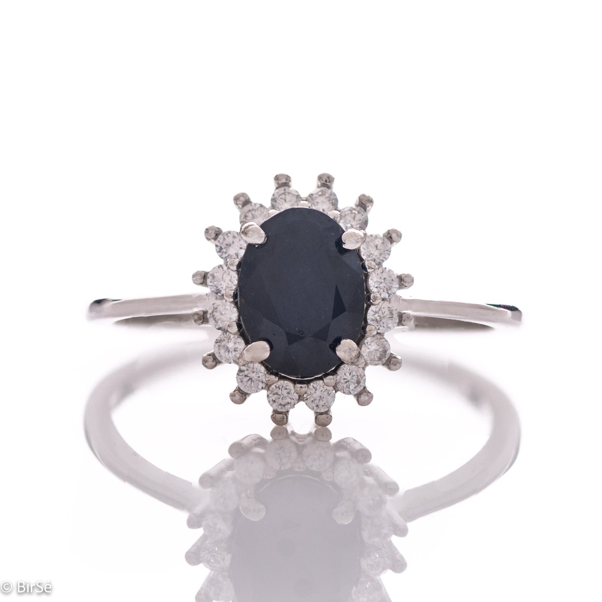 Stylish Silver Ring with Natural Sapphire