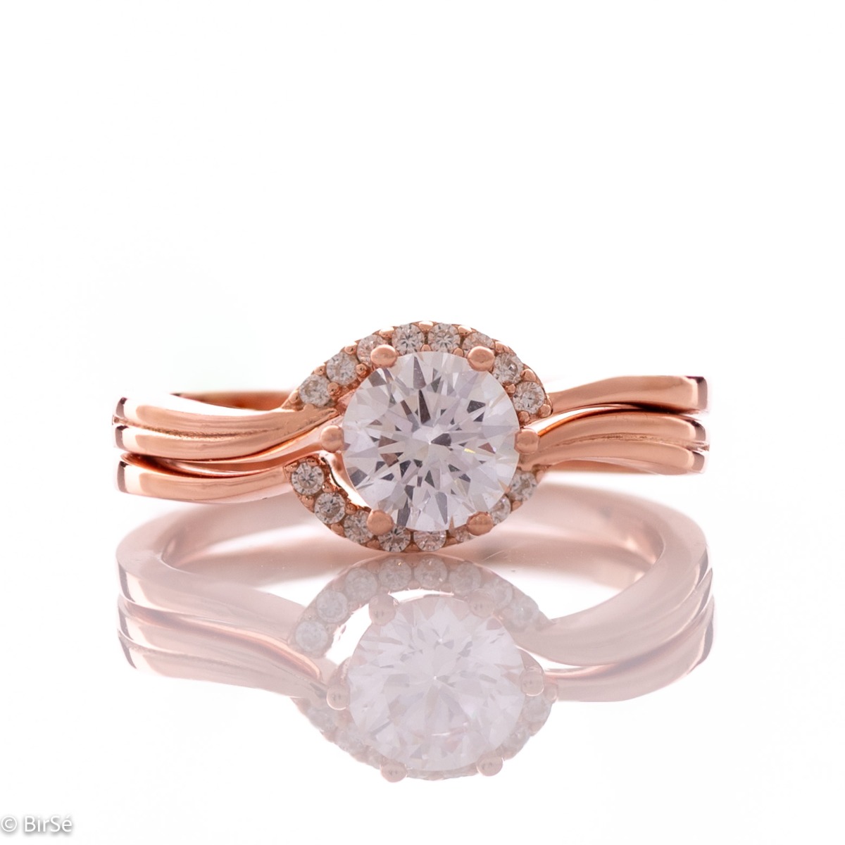 Rose Silver Solitaire Ring