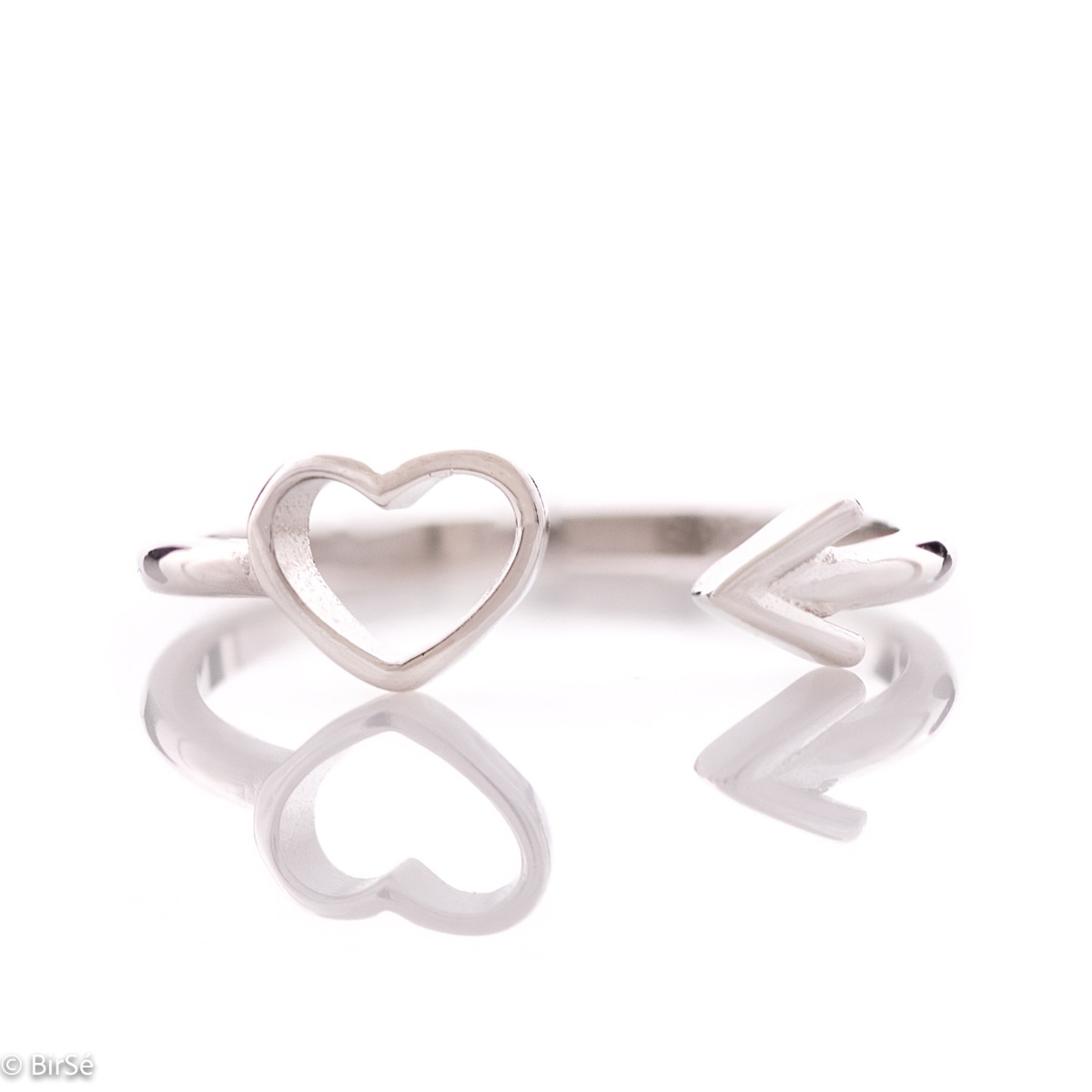 Silver Heart and Arrow Ring