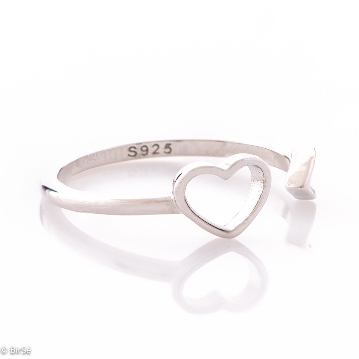 Silver Heart and Arrow Ring