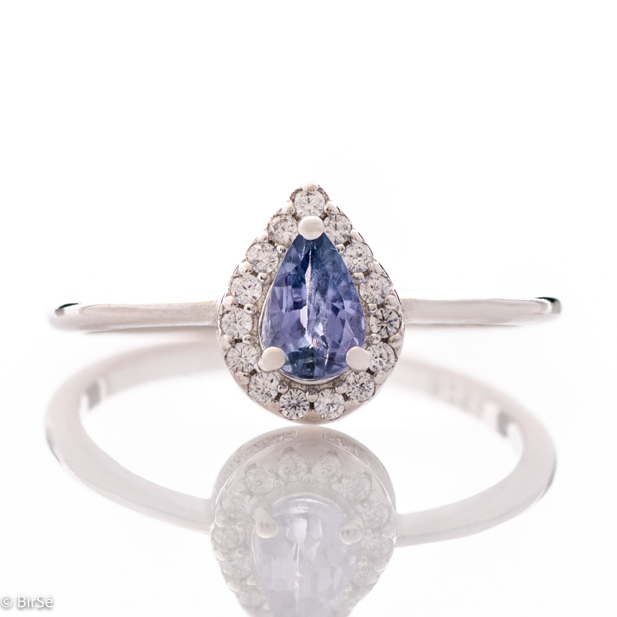 Enchanting Women's Silver Ring with Dazzling Tanzanite and Zircon Fairy