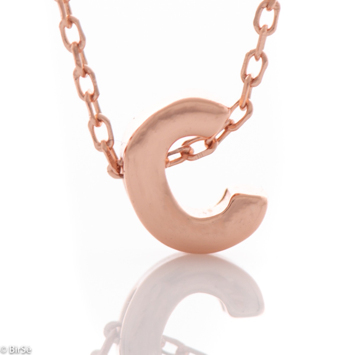 Rose Gold Silver Necklace with Letter C