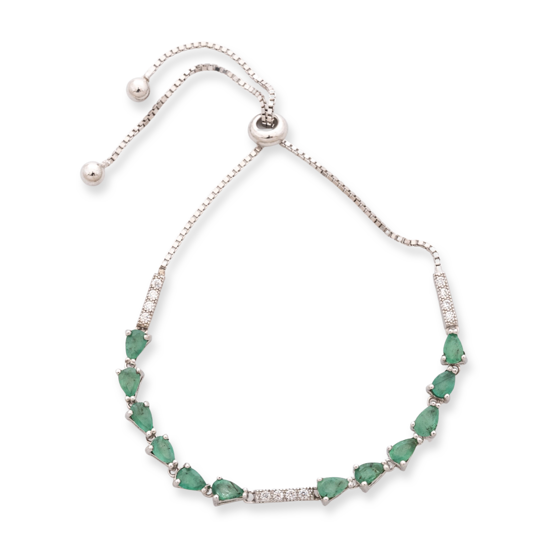 Silver Bracelet with Emerald