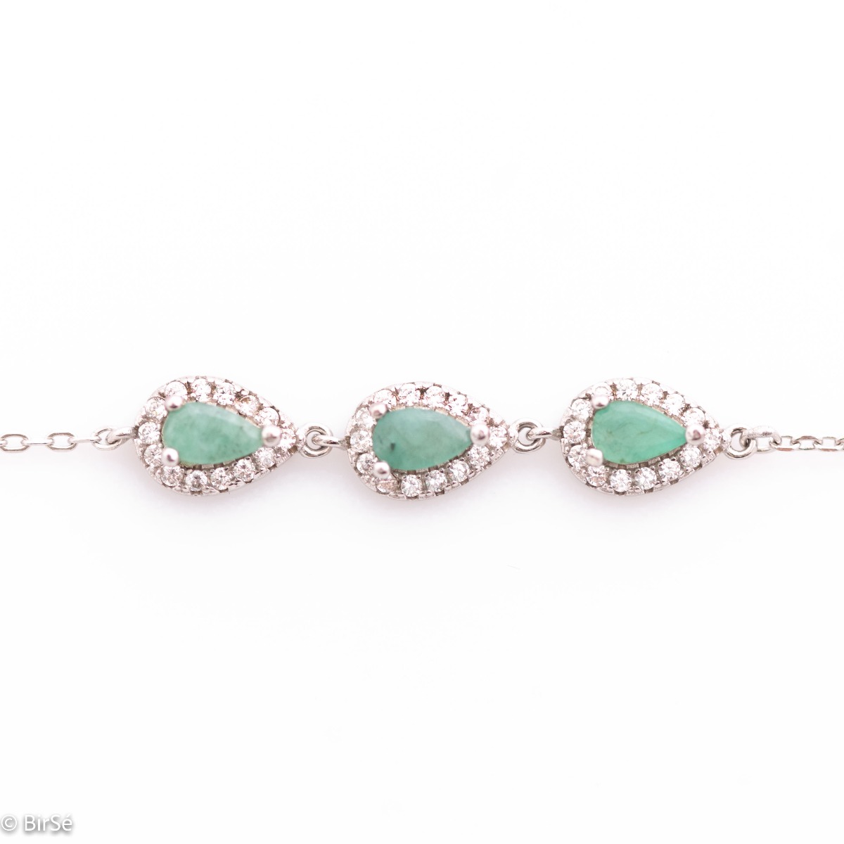 Silver Bracelet with Natural Emerald