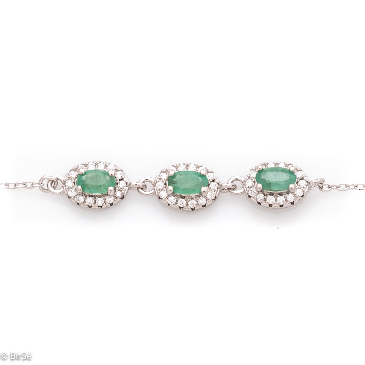 Silver Bracelet with Natural Emerald