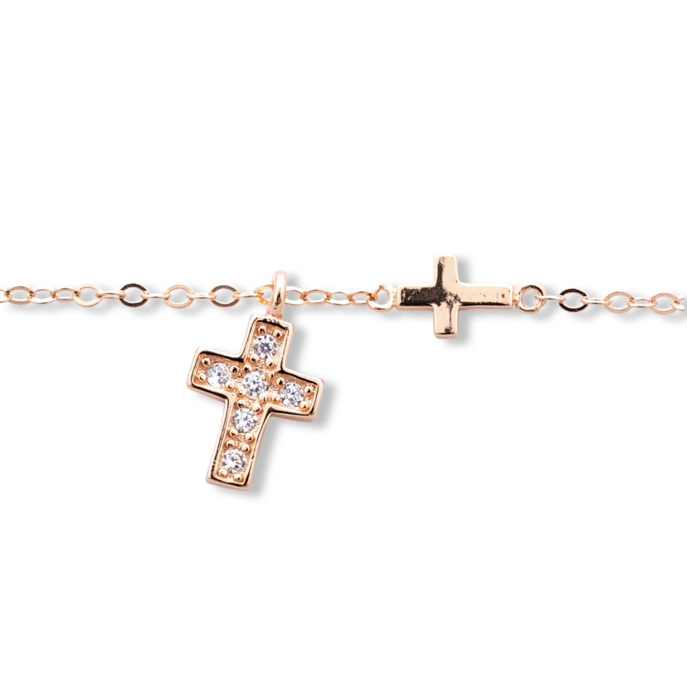 Rose Silver Cross Bracelet 