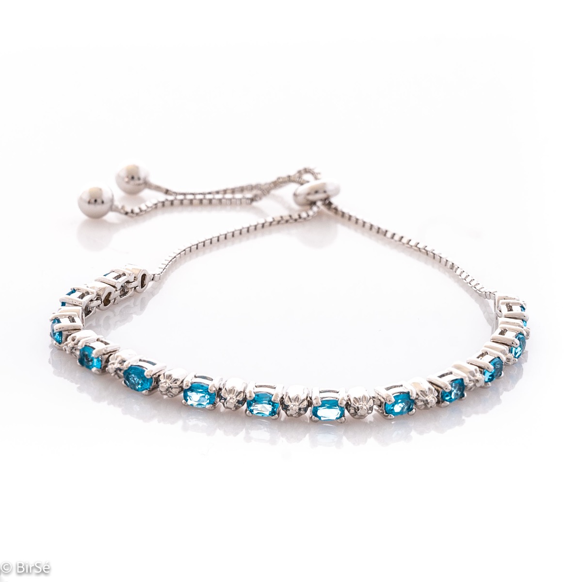 Silver Adjustable Bracelet with Natural London Topaz