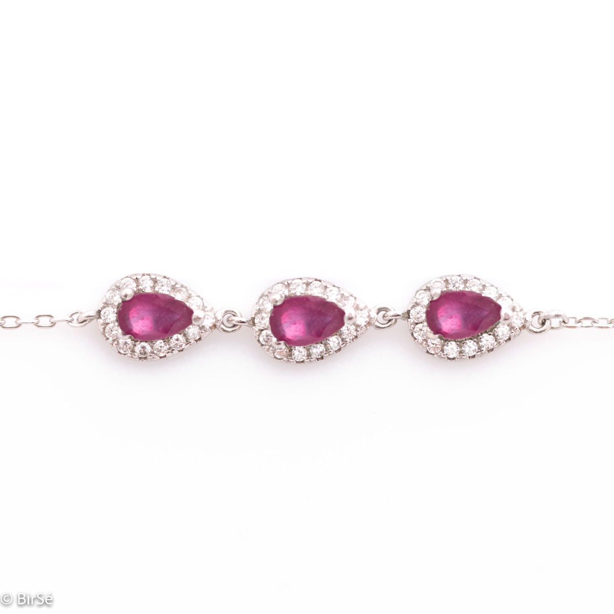 Silver Bracelet with Natural Rubies