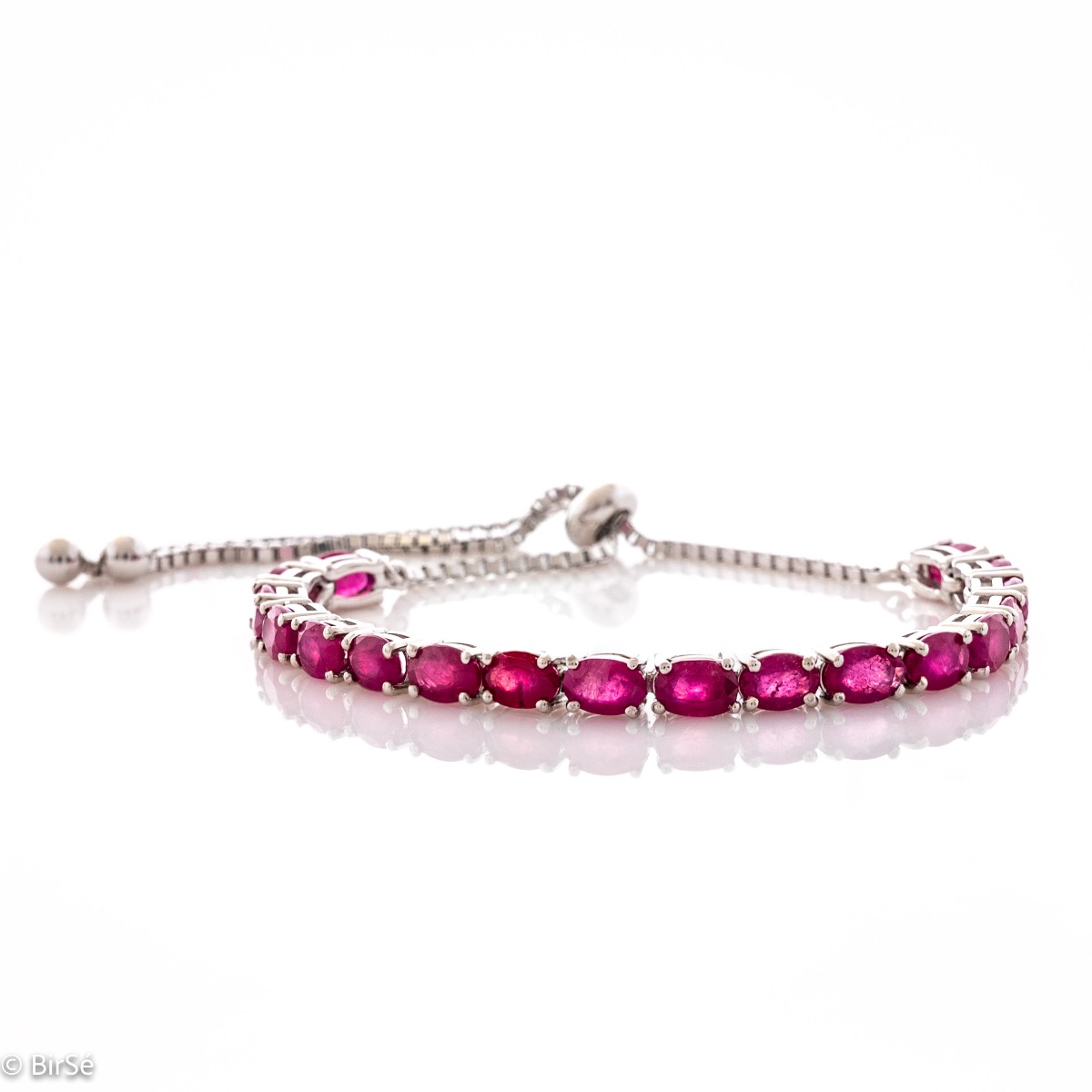 Silver Adjustable Bracelet with Ruby