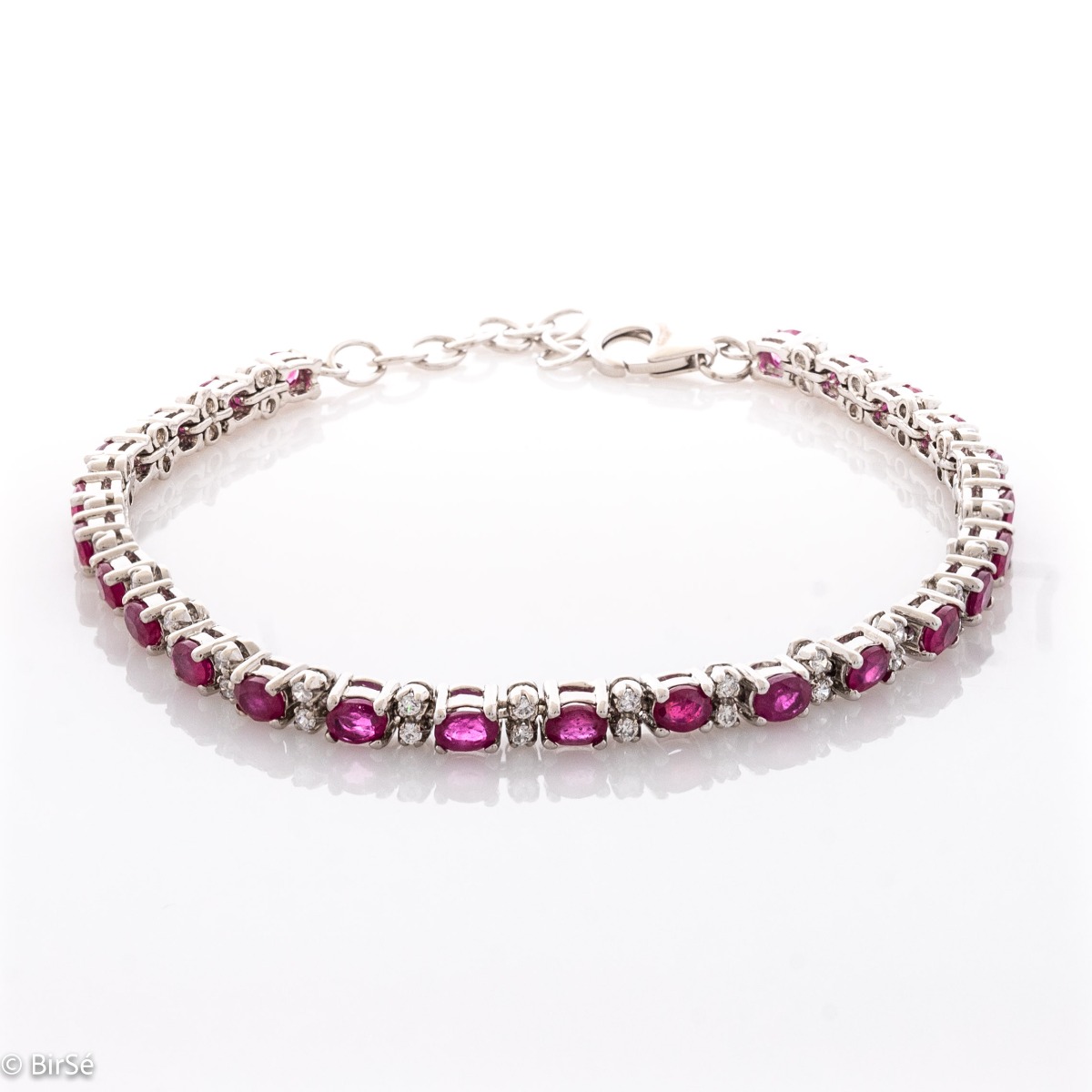 Silver Bracelet with Natural Ruby 