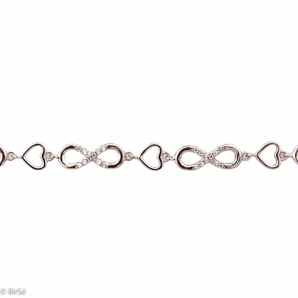 Silver Bracelet with Hearts and Infinities 