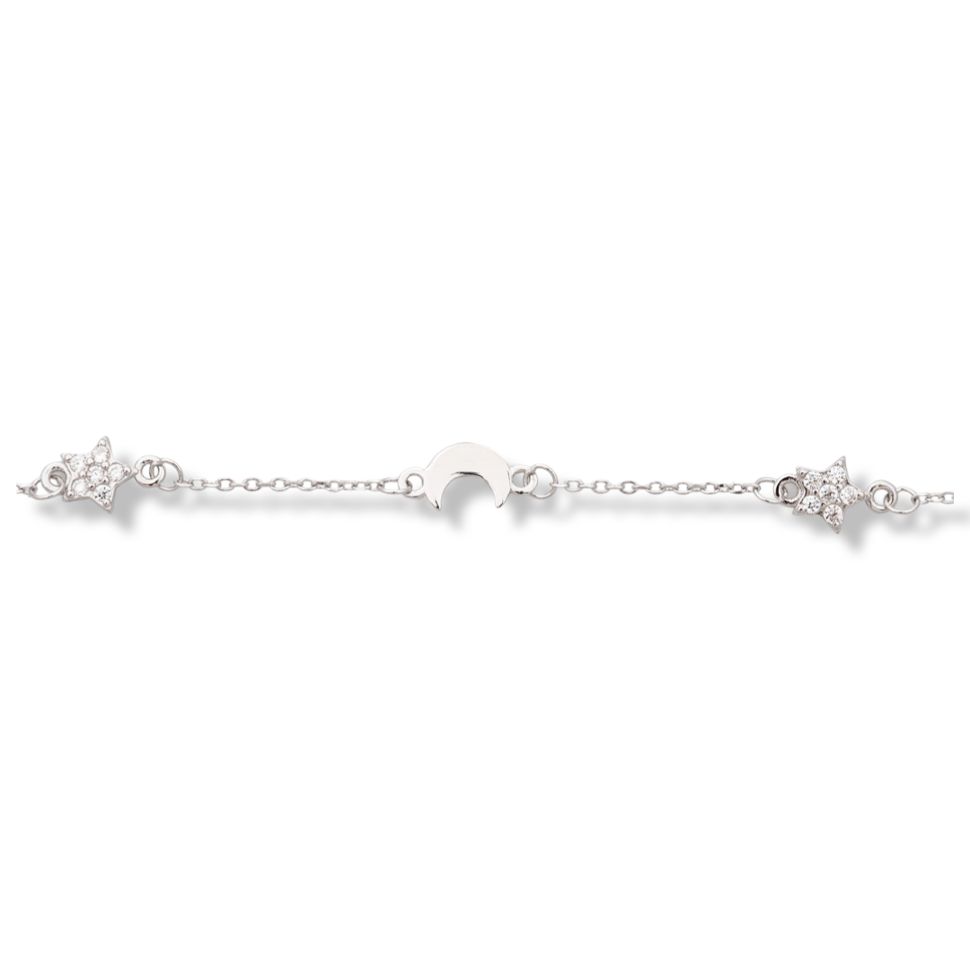 Silver Flower Bracelet Moon