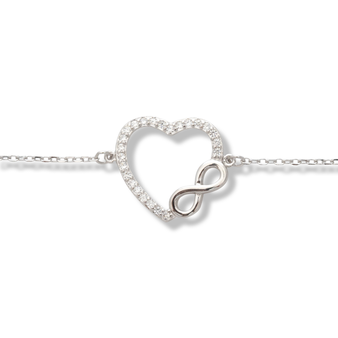 Silver Bracelet with Heart and Infinity