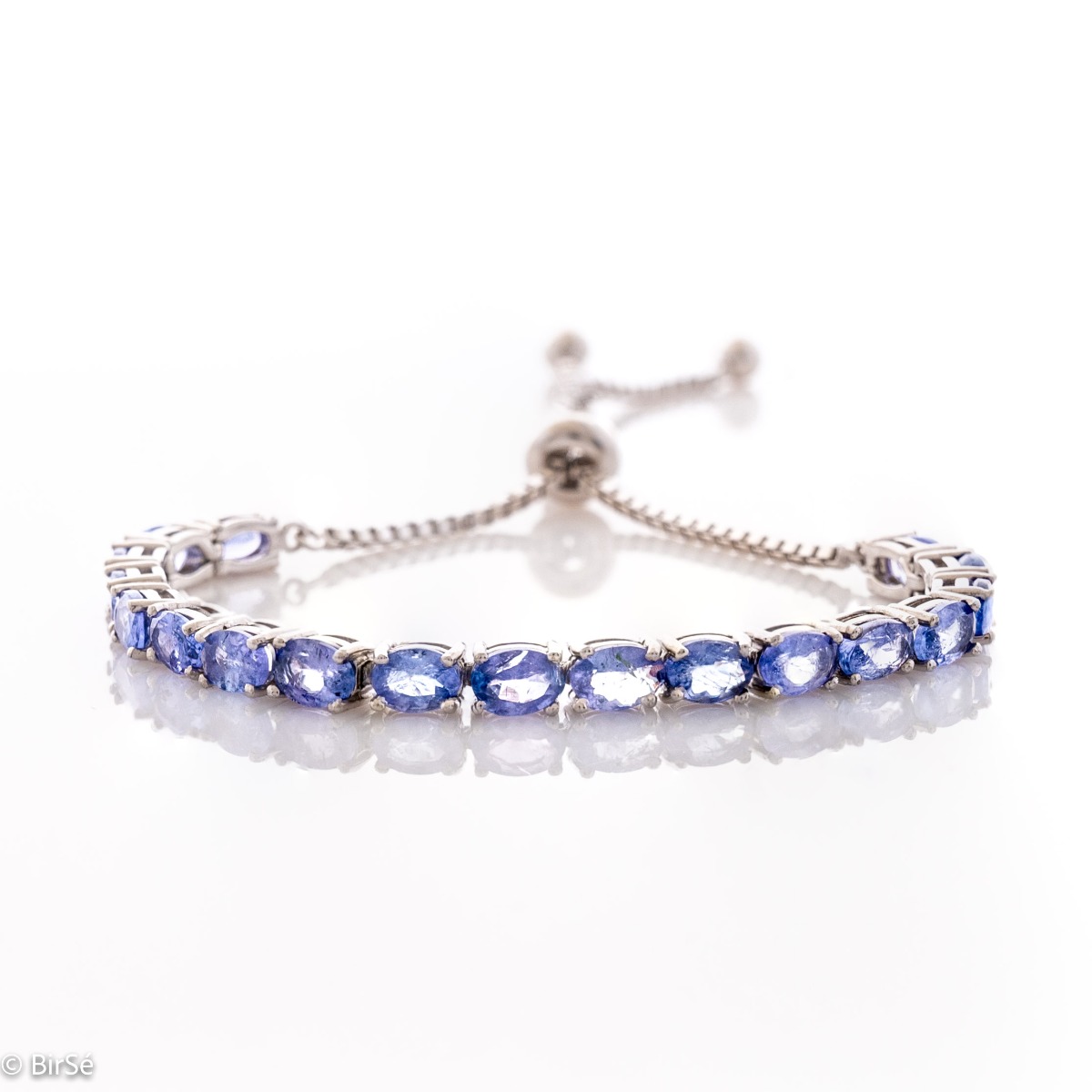 Silver Tennis Bracelet with Natural Tanzanite