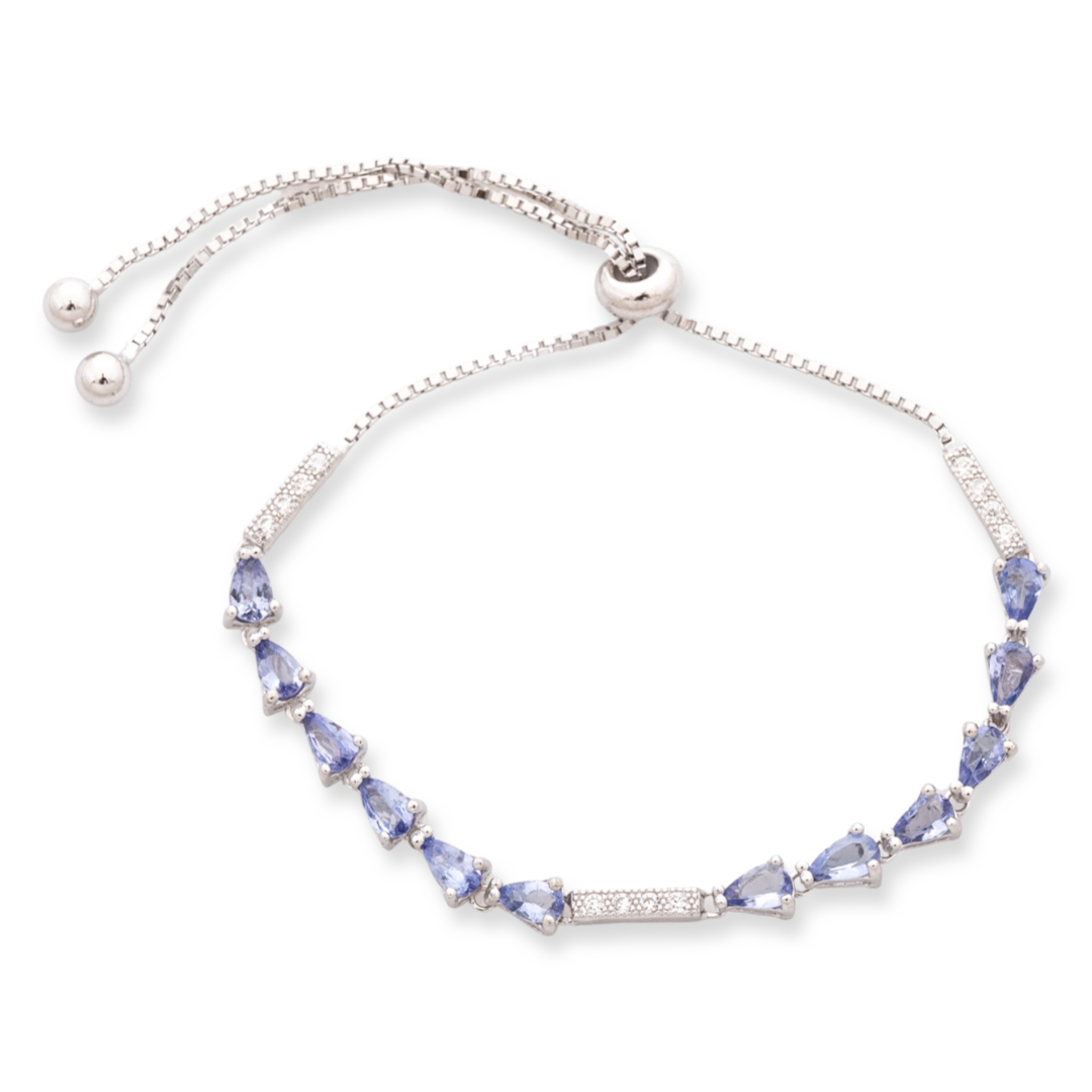 Silver Bracelet with Natural Tanzanite