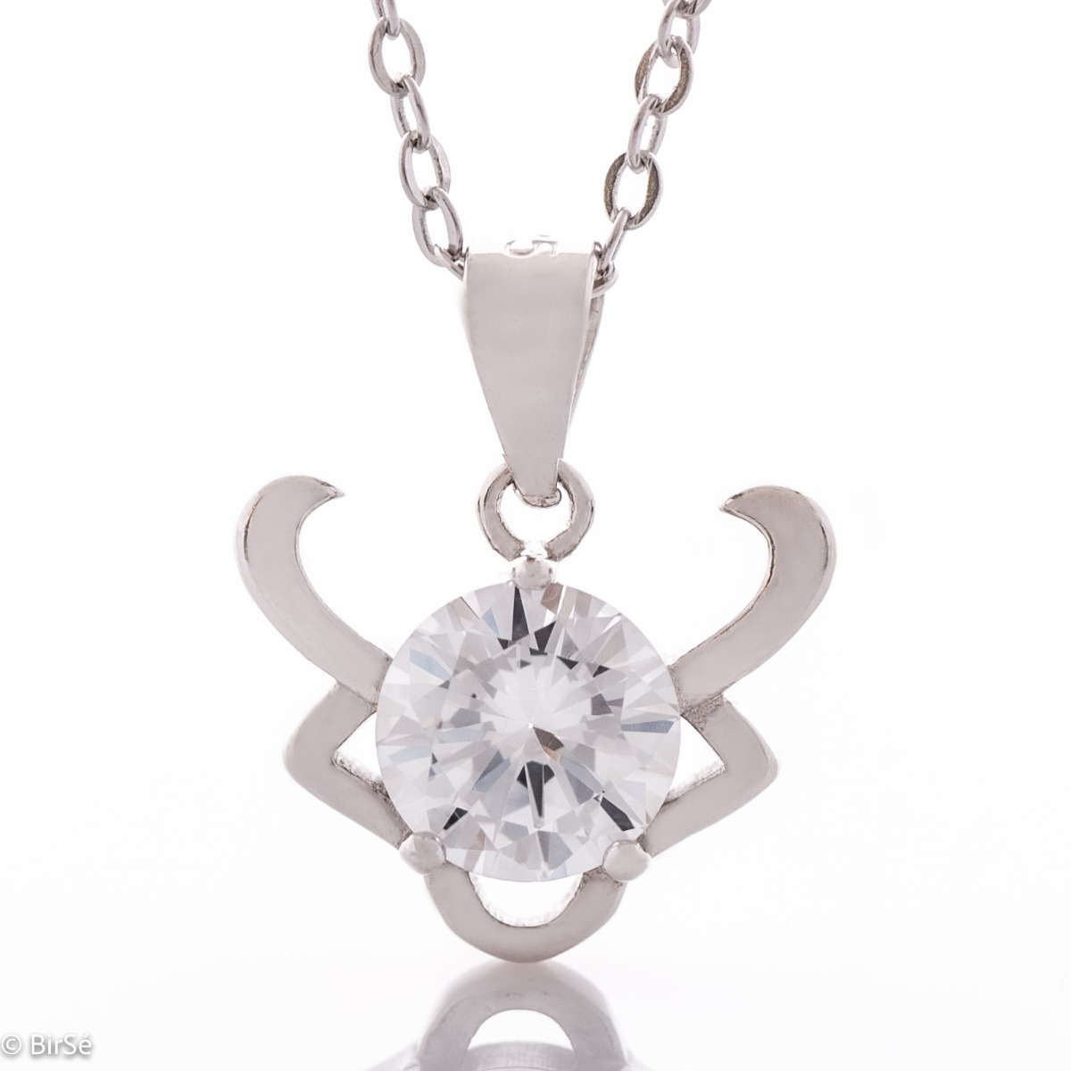 Taurus Silver Necklace with Cubic Zirconia